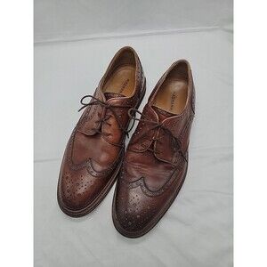 Magnanni Men Wing Tip Brogue Derby Leather Shoes Brown Burnished Sz 10 M